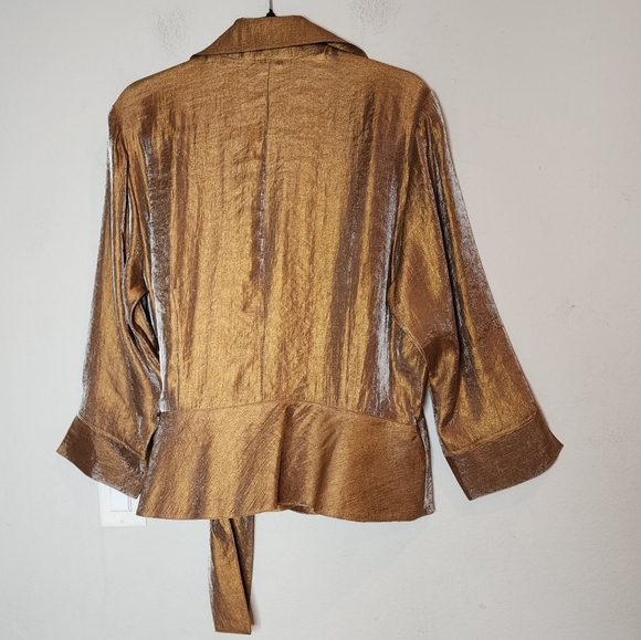 Coldwater Creek wrap shimmery Copper bronze blouse. Women's size XL - Picture 9 of 15